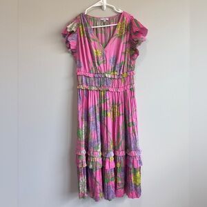 Floral Pink and Purple Maxi Dress